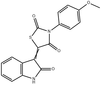 3-(4-methoxyphenyl)-5-(2-oxo-1,2-dihydro-3H-indol-3-ylidene)-1,3-thiazolidine-2,4-dione Struktur