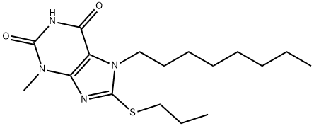 3-methyl-7-octyl-8-(propylsulfanyl)-3,7-dihydro-1H-purine-2,6-dione Struktur