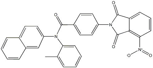 4-{4-nitro-1,3-dioxo-1,3-dihydro-2H-isoindol-2-yl}-N-(2-methylphenyl)-N-(2-naphthyl)benzamide Struktur