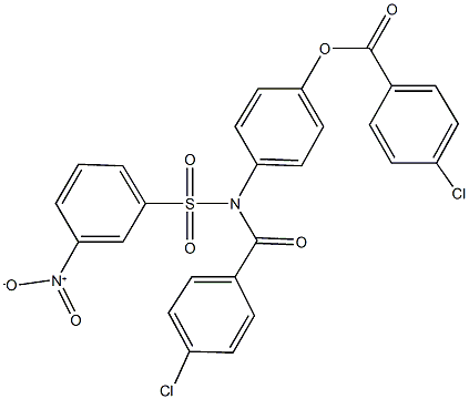 4-[[(4-chlorophenyl)carbonyl]({3-nitrophenyl}sulfonyl)amino]phenyl 4-chlorobenzoate Struktur