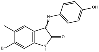 6-bromo-3-[(4-hydroxyphenyl)imino]-5-methyl-1,3-dihydro-2H-indol-2-one Struktur