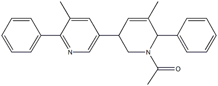 1-acetyl-3',5-dimethyl-2',6-diphenyl-1,2,3,6-tetrahydro-3,5'-bipyridine Struktur