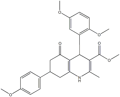 methyl 4-[2,5-bis(methyloxy)phenyl]-2-methyl-7-[4-(methyloxy)phenyl]-5-oxo-1,4,5,6,7,8-hexahydroquinoline-3-carboxylate Struktur