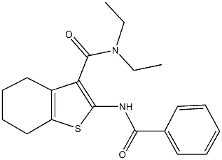 2-(benzoylamino)-N,N-diethyl-4,5,6,7-tetrahydro-1-benzothiophene-3-carboxamide Struktur