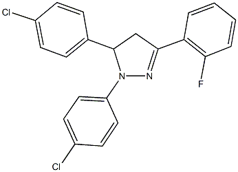 1,5-bis(4-chlorophenyl)-3-(2-fluorophenyl)-4,5-dihydro-1H-pyrazole Struktur