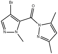 1-[(4-bromo-1-methyl-1H-pyrazol-5-yl)carbonyl]-3,5-dimethyl-1H-pyrazole Struktur