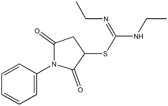 2,5-dioxo-1-phenyl-3-pyrrolidinyl N,N'-diethylimidothiocarbamate Struktur