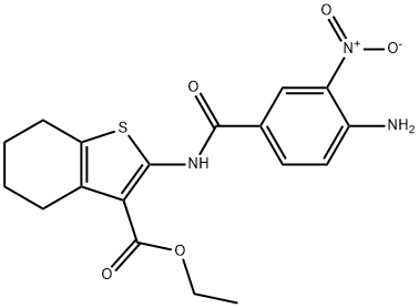 ethyl 2-({4-amino-3-nitrobenzoyl}amino)-4,5,6,7-tetrahydro-1-benzothiophene-3-carboxylate Struktur