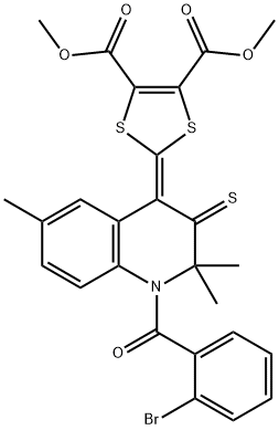 dimethyl 2-(1-(2-bromobenzoyl)-2,2,6-trimethyl-3-thioxo-2,3-dihydro-4(1H)-quinolinylidene)-1,3-dithiole-4,5-dicarboxylate Struktur