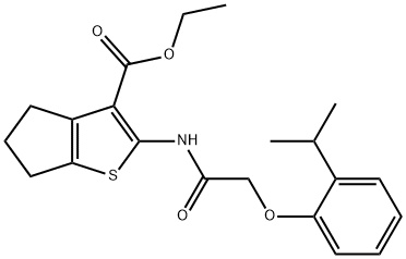 ethyl 2-{[(2-isopropylphenoxy)acetyl]amino}-5,6-dihydro-4H-cyclopenta[b]thiophene-3-carboxylate Struktur