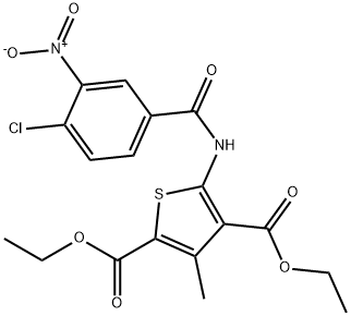 diethyl 5-({4-chloro-3-nitrobenzoyl}amino)-3-methyl-2,4-thiophenedicarboxylate Struktur