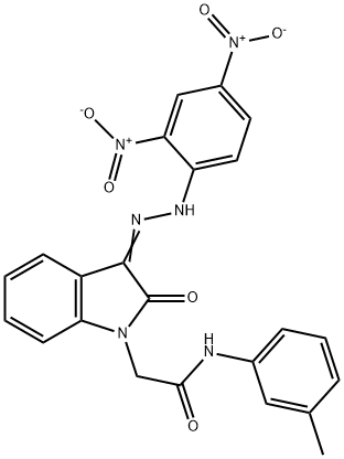 2-[3-({2,4-bisnitrophenyl}hydrazono)-2-oxo-2,3-dihydro-1H-indol-1-yl]-N-(3-methylphenyl)acetamide Struktur