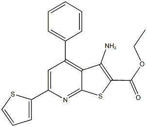 ethyl 3-amino-4-phenyl-6-(2-thienyl)thieno[2,3-b]pyridine-2-carboxylate Struktur