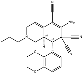 6-amino-8-(2,3-dimethoxyphenyl)-2-propyl-2,3,8,8a-tetrahydro-5,7,7(1H)-isoquinolinetricarbonitrile Struktur