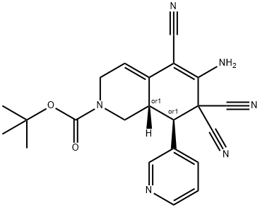 tert-butyl 6-amino-5,7,7-tricyano-8-(3-pyridinyl)-3,7,8,8a-tetrahydro-2(1H)-isoquinolinecarboxylate Struktur