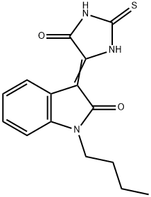 1-butyl-3-(5-oxo-2-thioxo-4-imidazolidinylidene)-1,3-dihydro-2H-indol-2-one Struktur