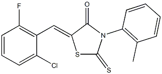 5-(2-chloro-6-fluorobenzylidene)-3-(2-methylphenyl)-2-thioxo-1,3-thiazolidin-4-one Struktur