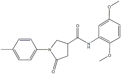 N-(2,5-dimethoxyphenyl)-1-(4-methylphenyl)-5-oxo-3-pyrrolidinecarboxamide Struktur