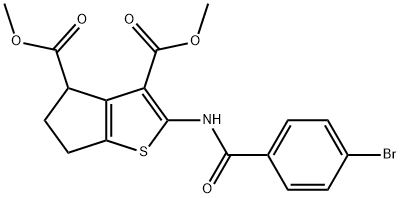 dimethyl 2-[(4-bromobenzoyl)amino]-5,6-dihydro-4H-cyclopenta[b]thiophene-3,4-dicarboxylate Struktur