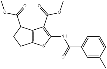 dimethyl 2-[(3-methylbenzoyl)amino]-5,6-dihydro-4H-cyclopenta[b]thiophene-3,4-dicarboxylate Struktur