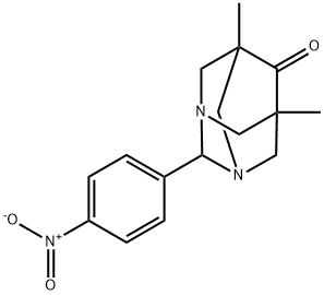 2-{4-nitrophenyl}-5,7-dimethyl-1,3-diazatricyclo[3.3.1.1~3,7~]decan-6-one Struktur