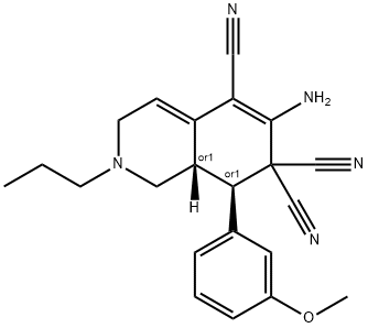 6-amino-8-(3-methoxyphenyl)-2-propyl-2,3,8,8a-tetrahydro-5,7,7(1H)-isoquinolinetricarbonitrile Struktur