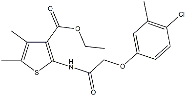 ethyl 2-{[(4-chloro-3-methylphenoxy)acetyl]amino}-4,5-dimethyl-3-thiophenecarboxylate Struktur