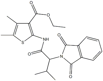 ethyl 2-{[2-(1,3-dioxo-1,3-dihydro-2H-isoindol-2-yl)-3-methylbutanoyl]amino}-4,5-dimethyl-3-thiophenecarboxylate Struktur