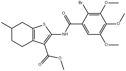 methyl 2-[(2-bromo-3,4,5-trimethoxybenzoyl)amino]-6-methyl-4,5,6,7-tetrahydro-1-benzothiophene-3-carboxylate Struktur