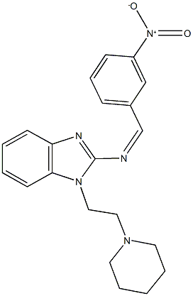 2-({3-nitrobenzylidene}amino)-1-[2-(1-piperidinyl)ethyl]-1H-benzimidazole Struktur