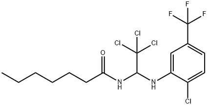 N-{2,2,2-trichloro-1-[2-chloro-5-(trifluoromethyl)anilino]ethyl}heptanamide Struktur