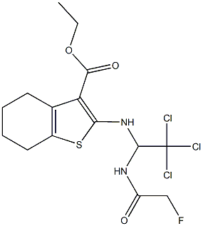 ethyl 2-({2,2,2-trichloro-1-[(fluoroacetyl)amino]ethyl}amino)-4,5,6,7-tetrahydro-1-benzothiophene-3-carboxylate Struktur