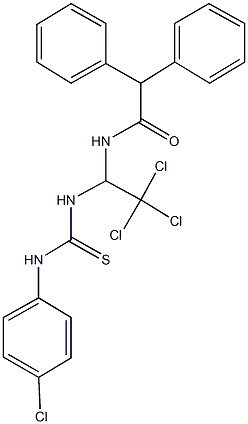 2,2-diphenyl-N-(2,2,2-trichloro-1-{[(4-chloroanilino)carbothioyl]amino}ethyl)acetamide Struktur