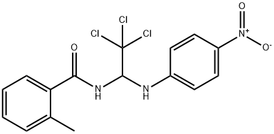 2-methyl-N-(2,2,2-trichloro-1-{4-nitroanilino}ethyl)benzamide Struktur