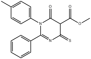 methyl 1-(4-methylphenyl)-6-oxo-2-phenyl-4-thioxo-1,4,5,6-tetrahydro-5-pyrimidinecarboxylate Struktur