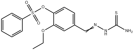 4-[2-(aminocarbothioyl)carbohydrazonoyl]-2-ethoxyphenyl benzenesulfonate Struktur