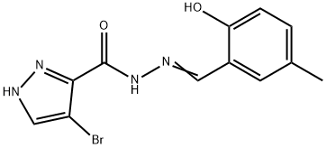 4-bromo-N'-(2-hydroxy-5-methylbenzylidene)-1H-pyrazole-5-carbohydrazide Struktur