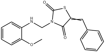 5-benzylidene-3-[(2-methoxyanilino)methyl]-1,3-thiazolidine-2,4-dione Struktur