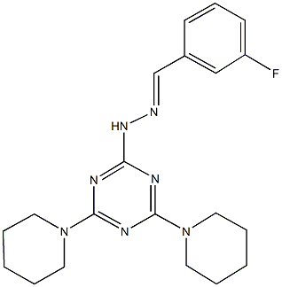 3-fluorobenzaldehyde [4,6-di(1-piperidinyl)-1,3,5-triazin-2-yl]hydrazone Struktur