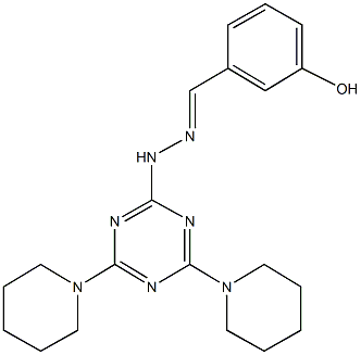 3-hydroxybenzaldehyde [4,6-di(1-piperidinyl)-1,3,5-triazin-2-yl]hydrazone Struktur