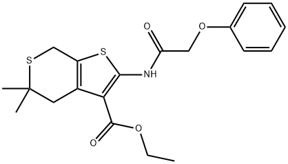 ethyl 5,5-dimethyl-2-[(phenoxyacetyl)amino]-4,7-dihydro-5H-thieno[2,3-c]thiopyran-3-carboxylate Struktur