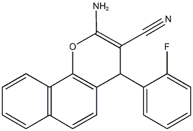 2-amino-4-(2-fluorophenyl)-4H-benzo[h]chromene-3-carbonitrile Struktur