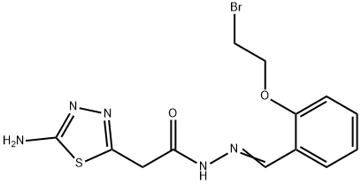 2-(5-amino-1,3,4-thiadiazol-2-yl)-N'-[2-(2-bromoethoxy)benzylidene]acetohydrazide Struktur