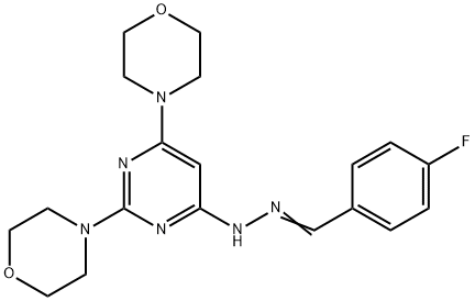 4-fluorobenzaldehyde (2,6-dimorpholin-4-ylpyrimidin-4-yl)hydrazone Struktur