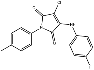 3-chloro-4-(4-fluoroanilino)-1-(4-methylphenyl)-1H-pyrrole-2,5-dione Struktur