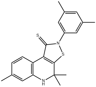 2-(3,5-dimethylphenyl)-4,4,7-trimethyl-4,5-dihydroisothiazolo[5,4-c]quinoline-1(2H)-thione Struktur