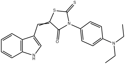 3-[4-(diethylamino)phenyl]-5-(1H-indol-3-ylmethylene)-2-thioxo-1,3-thiazolidin-4-one Struktur