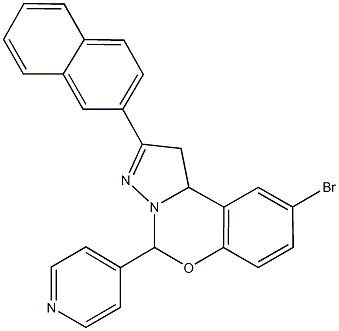 9-bromo-2-naphthalen-2-yl-5-pyridin-4-yl-1,10b-dihydropyrazolo[1,5-c][1,3]benzoxazine Struktur