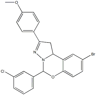 4-[9-bromo-5-(3-chlorophenyl)-1,10b-dihydropyrazolo[1,5-c][1,3]benzoxazin-2-yl]phenyl methyl ether Struktur