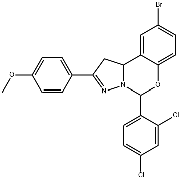 4-[9-bromo-5-(2,4-dichlorophenyl)-1,10b-dihydropyrazolo[1,5-c][1,3]benzoxazin-2-yl]phenyl methyl ether Struktur